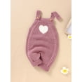 thumbnail image 5 of Infant Baby Girls Knitted One-Piece Jumpsuit Romper Heart Pattern Sleeveless Strap Jumpsuit, 5 of 9
