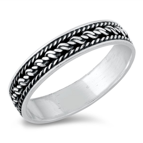 Oxidized Sterling Silver Rope Design Band Ring Size 9