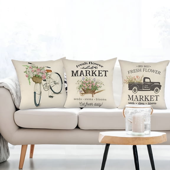 AUQ 2026 Spring Decor Pillows – Set of 4,Couch Pillows,Living Room Decor – Living Room,Bedroom,Pillows&Case,Linen,Multicolor