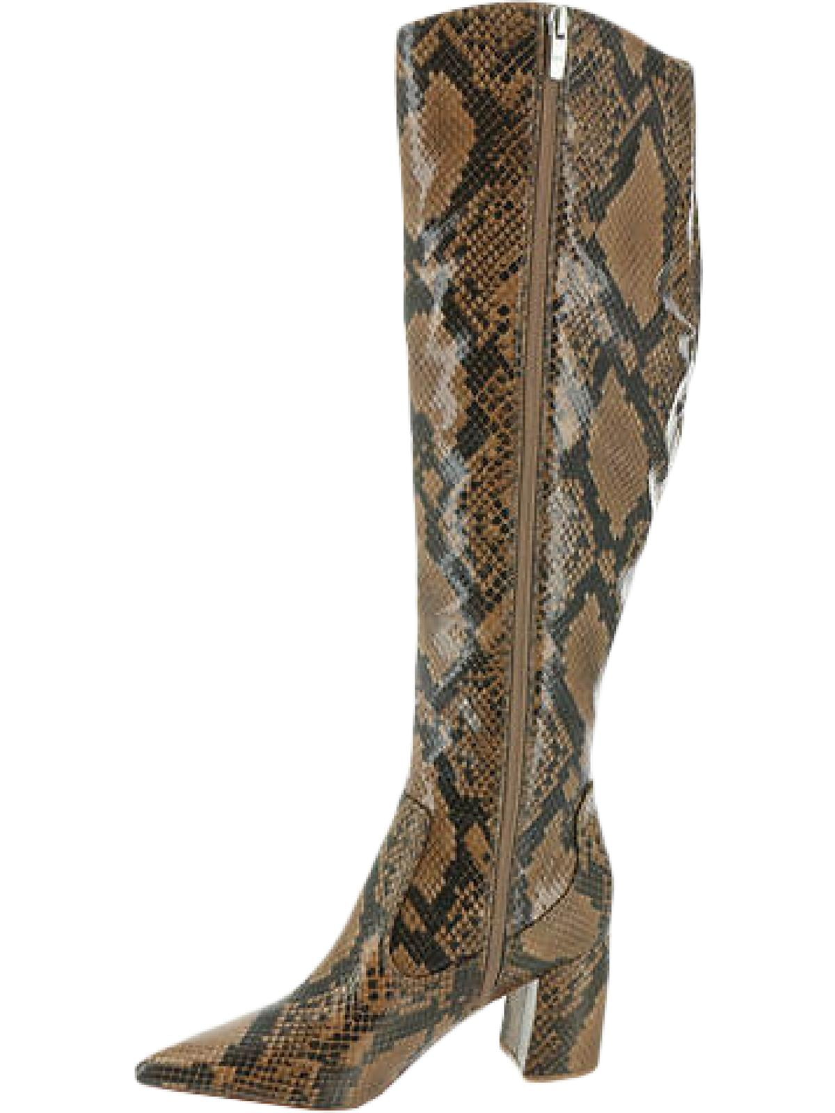 MARC FISHER Womens Brown Snakeskin Padded Comfort Retie Pointed