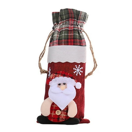 

Sanwood Christmas Wine Bottle Cover Christmas Santa Snowman Elk Print Wine Bottle Cover Bag Party Table Decoration
