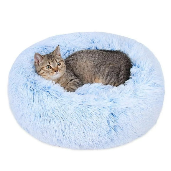 Cat Beds for Indoor Cats, Dog Beds for Small Dogs, Fluffy Plush Cat Bed Washable, Anti Anxiety Calming Dog Beds, Round Faux Fur Pet Bed up to 25