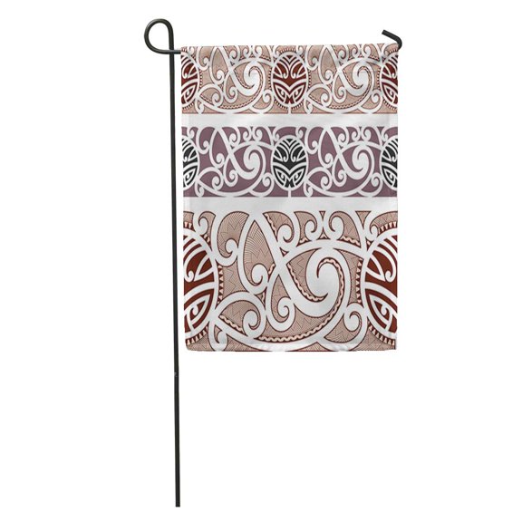 SIDONKU Brown Tattoo Maori Styled Pattern Polynesian Tribal Wave Armband Aboriginal Garden Flag Decorative Flag House Banner 28x40 inch