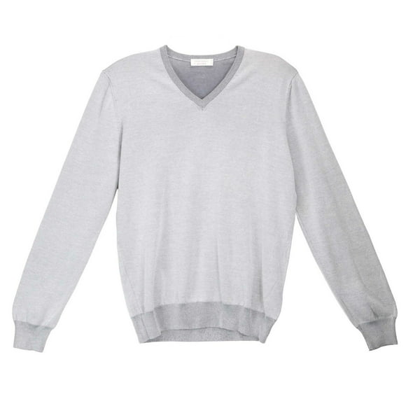 Gran Sasso Men's Grey V-Neck Pullover Sweater - 38 US / 48 EU