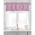 thumbnail image 2 of Boho Pink Flower Linen Curtain Valance for Bedroom/Bathroom/Kitchen/Office/Living/Dining Room Window,Spring Leaves Modern Minimalist White Rod Pocket Topper Decorative Cafe Drapes Panel 54"x18", 2 of 6