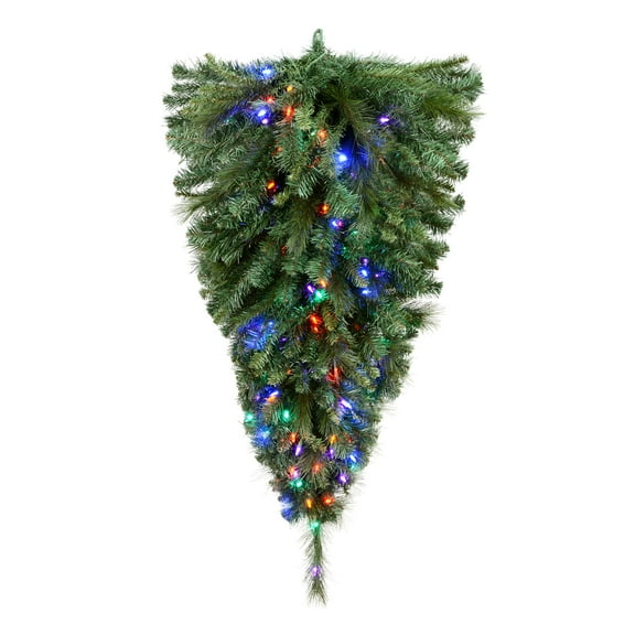 Vickerman 48" x 27" Artificial Mixed Brussels Pine Teardrop, 242 PVC/Hardneedle Tips, Dura-Lit 100 Multi LED Mini Lights