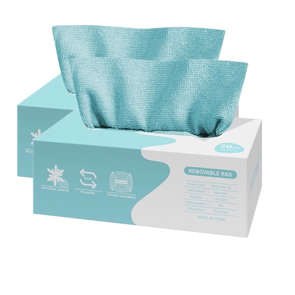 Microfiber Towels, Cleaning Cloths, Reusable Edgeless Rags for Cars, Kitchen, Windows, 20-Pack in Box, 7.9x7.9 Inches