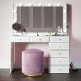 thumbnail image 6 of Boahaus Modern Lighted Vanity Desk with Bluetooth Speakers & Crystal Knobs, White, 6 of 11