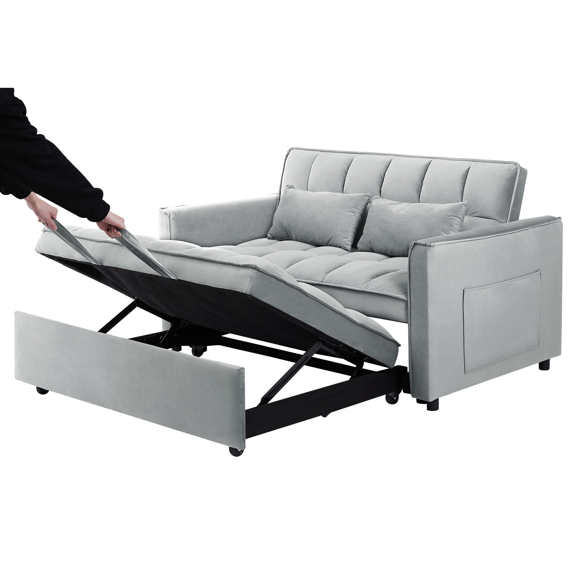 LITVZ 3-in-1 Convertible Sleeper Sofa Bed, 55 inch Small Couch with Pull Out Bed for Small Spaces