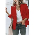 thumbnail image 4 of Ladies Workoffice Blazer Solid Color Fitted Suit Lapel Notched Elegant Cardigan Button Down Fashion Jacket Single Breasted Blouse Mid Length Leisure Outwear, 4 of 7