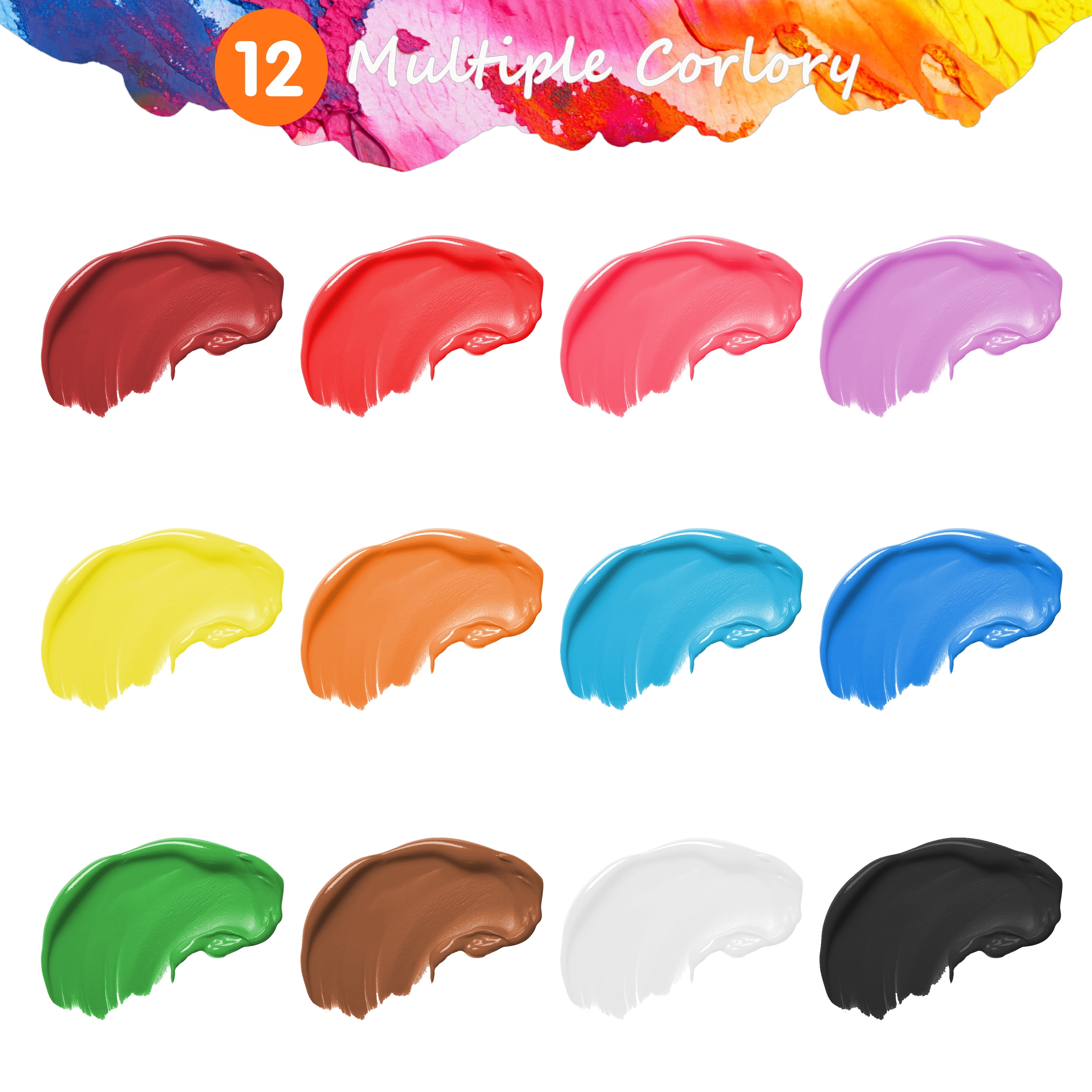 KINSPORY Acrylic Paints Set, 12 Colors*60ml Art Craft Paint, Premium Art Supplies Gifts for Artists Beginners on Canvas Wood Ceramic