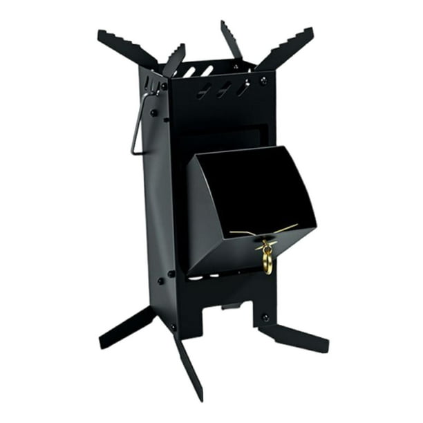 Estufa de camping compacta, plegable, resistente y versátil. Negro