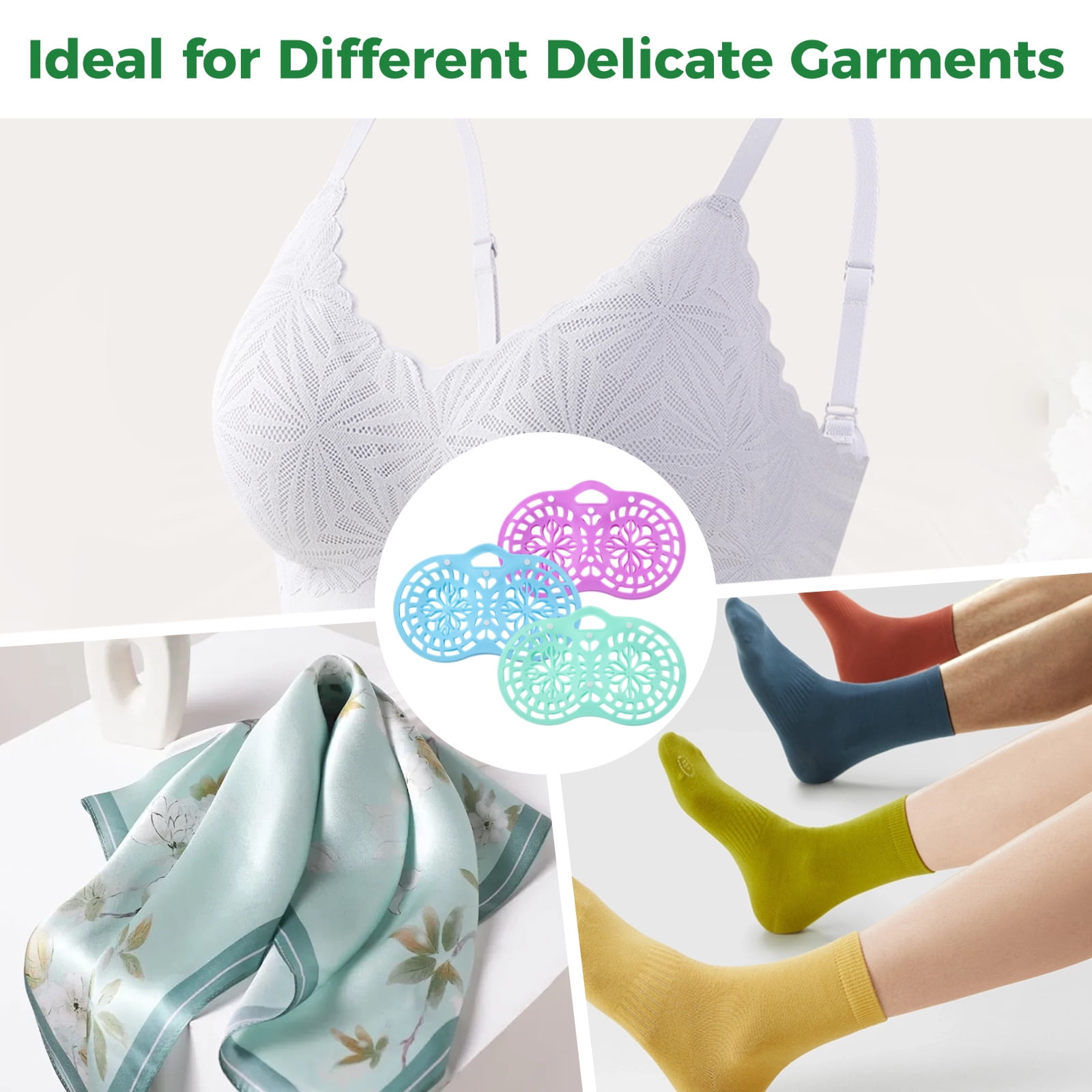 3 Pcs Bra Washing Bags for Laundry, Silicone Lingerie Bags, Anti-Deformation Bra Protectors, Safe Wash Bags for Delicates, Protect Bras and Underwear in Washer & Dryer