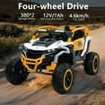 thumbnail image 3 of iRerts 12V Powered Ride on Toys UTV, Kids Ride on Cars with Remote Control, Bluetooth, Music, LED Lights, 4 Wheels Suspension, Kids Cars Electric Vehicles for Boys Girls Ages 3-6 Gifts, Yellow+White, 3 of 7