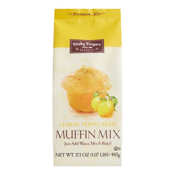 Sticky Fingers Lemon Poppyseed Muffin Mix 17.1 oz Pack of 3