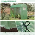 thumbnail image 4 of Outsunny 10' x 3' x 7' Tunnel Greenhouse Outdoor Walk-In Hot House with Roll-up Windows and Zippered Door, Steel Frame, PE Cover, Green, 4 of 9