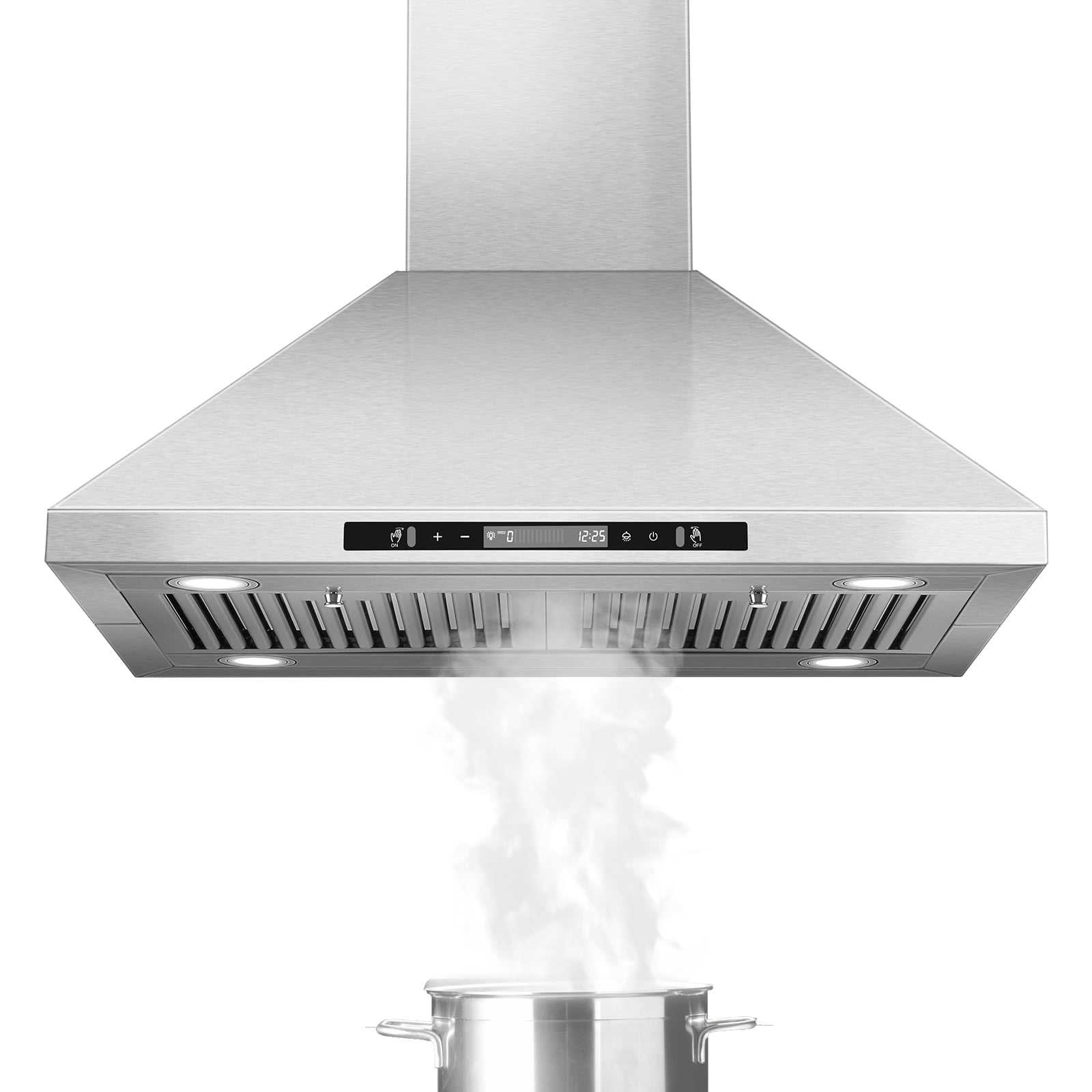 30" Stainless Steel Island Range Hood - 700CFM 120V with Touch Control, 3-Speed & LED Lights (65dB Quiet)‌