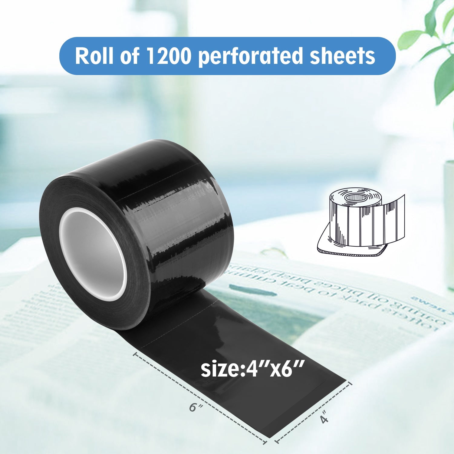 OneMed Barrier Film for Dental and Medical Tattoo 4"x 6" (1 Roll) One time Protective PE Film Barrier Tape Black