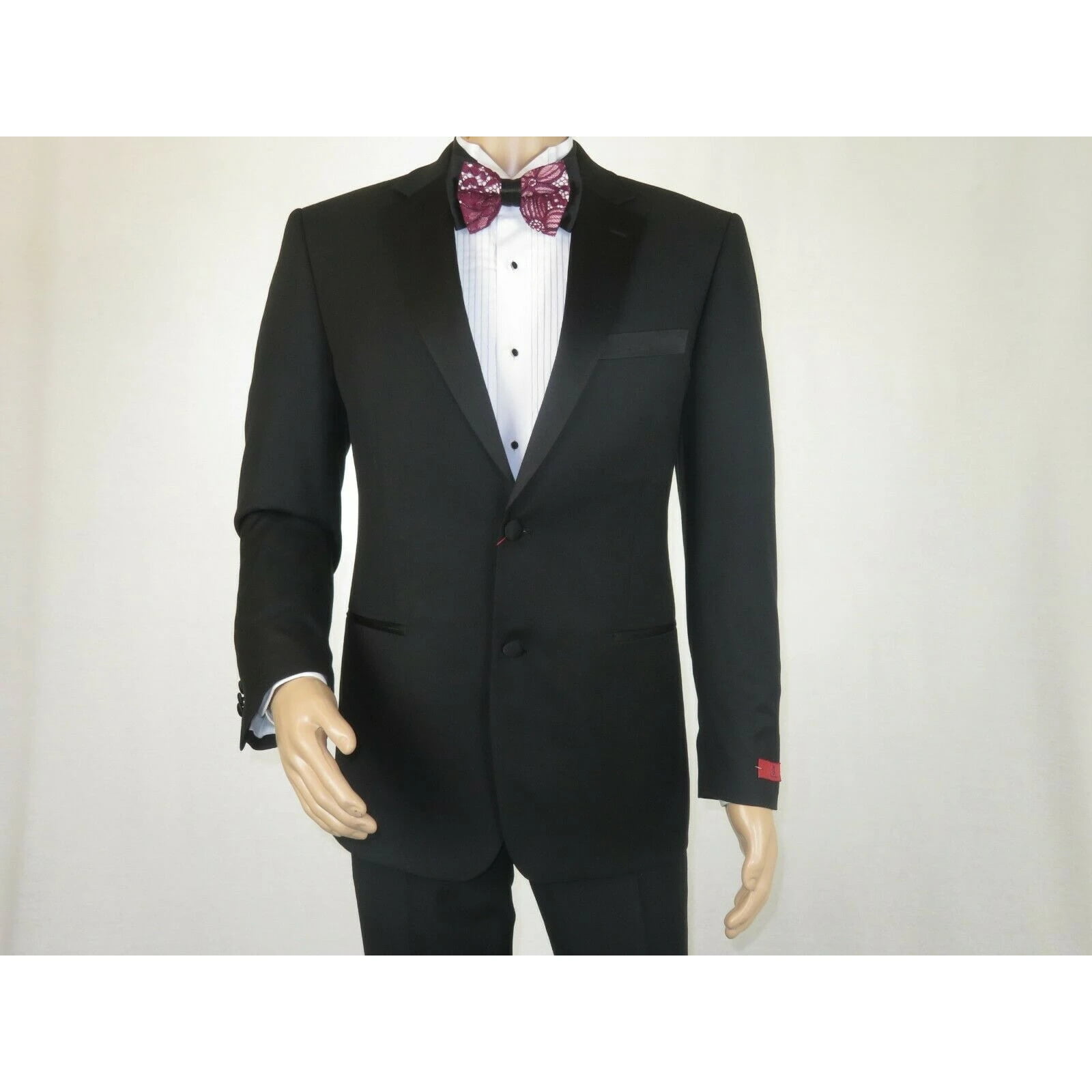 Men Renoir Tuxedo Two Button Notch Formal with Satin Lapel trims 201-1 Black 