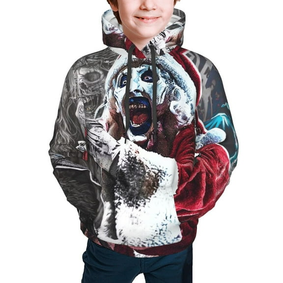 Terrifier 3 Kids' Hoodie 3d Print Sweatshirt Soft Pullover Hooded With Big Pockets For Boys Or Girls Small