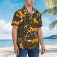 thumbnail image 4 of Cute Corgi Footprint Mens Hawaiian Shirt Short Sleeve Casual Button Up Tropical Summer Beach Shirt, 4 of 9
