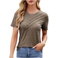 thumbnail image 2 of Dgankt Womens Summer Tops Women's New Short Sleeve Round Neck Solid Color Button Casual Fashion Blouse, 2 of 8