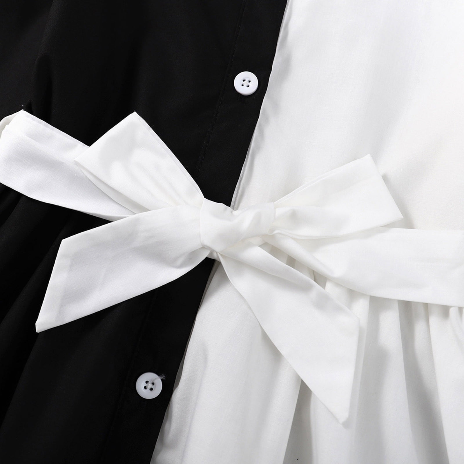 Big Kid Girl Dress Toddler Short Sleeve Dress Shirt Fashion Girls Dress Long Sleeve Color Block Contrast Bow Tie Daily Irregular Girls