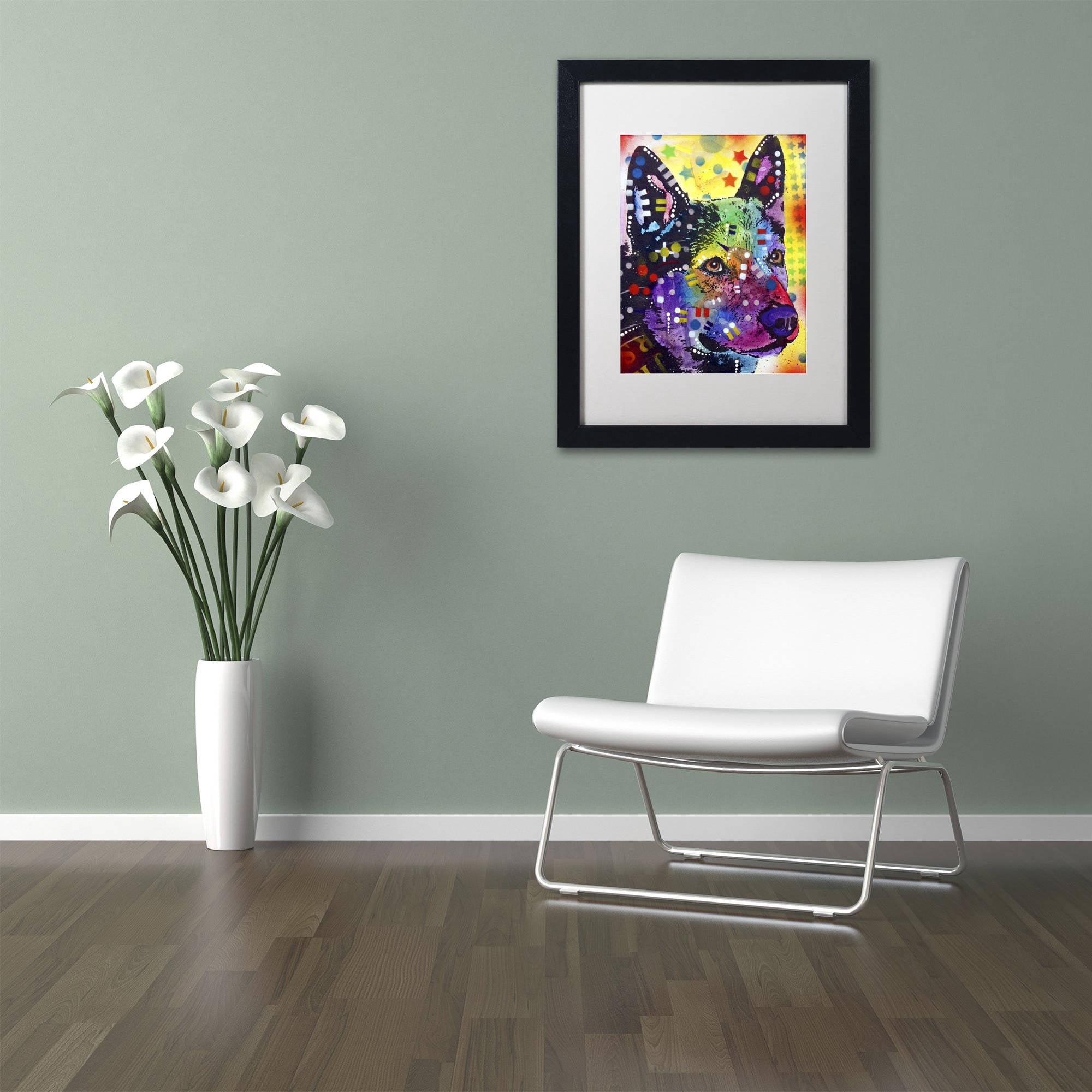 Trademark Fine Art "Aus Cattle Dog" Canvas Art by Dean Russo, White Matte, Black Frame