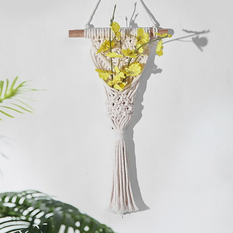 Hand Woven Bohemian Wall Hanging 40x20cm Dried Flower Decorative