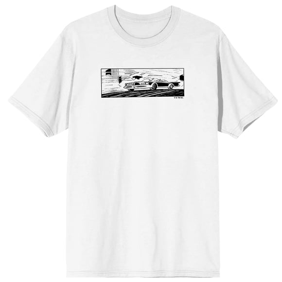 Batmanga Car Manga Art Crew Neck Short Sleeve Men's White T-shirt-Small