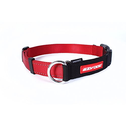 EzyDog Checkmate Martingale-Style Premium Nylon Safety Training and Correction Dog Collar - Quick-Clip Buckle and Reflective Stitching - Easy Control with no Choking Effect (X-Large, Red)