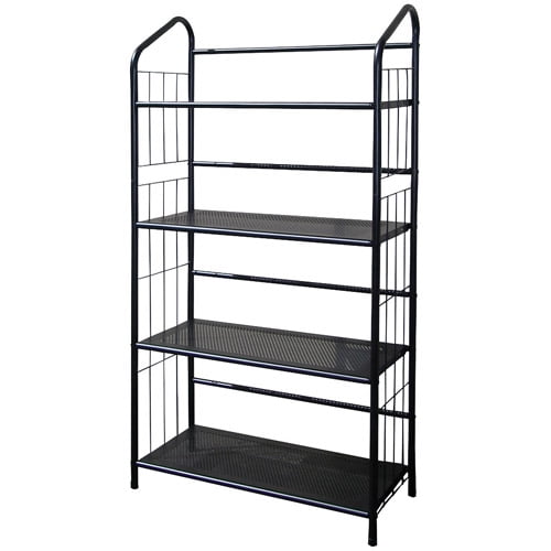 49" Tall 4-Tier Metal Standing Book Shelf, Black finish