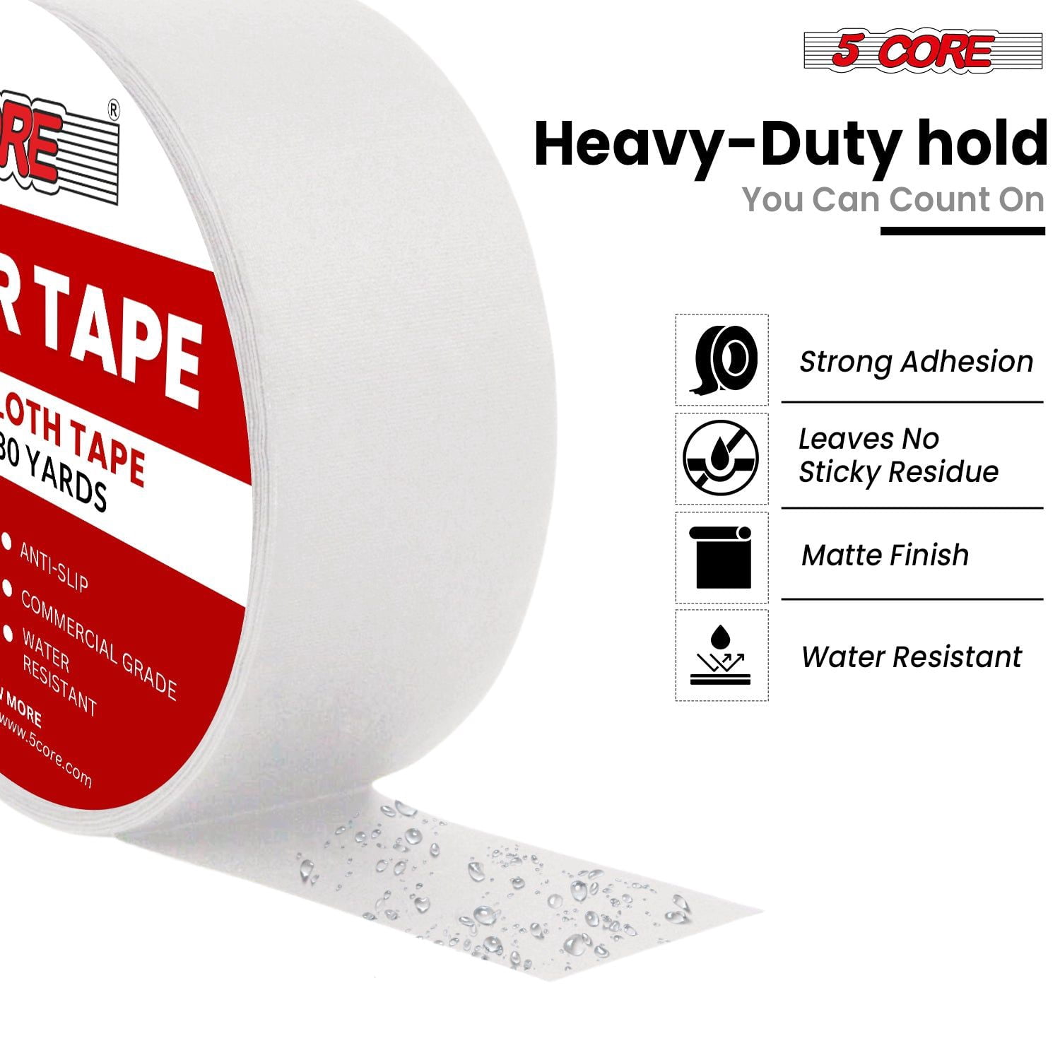 Gaffer Tape 2 Inch x 30 Yards (4-Pack), Professional Grade Cloth Tape, Heavy Duty Matte Black, Residue-Free Removal, Water Resistant for Stage, Studio, Cable Management