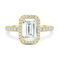 thumbnail image 2 of ESTE ORIGIN 4.00Ct Emerald Cut Lab-Grown Diamond Engagement Ring – Pavé Band, Classic Halo Setting in 14K Yellow Gold for Women US 9.5, 2 of 8