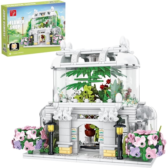 NAYIHOOP Garden Flower House Building Set Greenhouse with LED Lights for Adults Girls Compatible with Lego