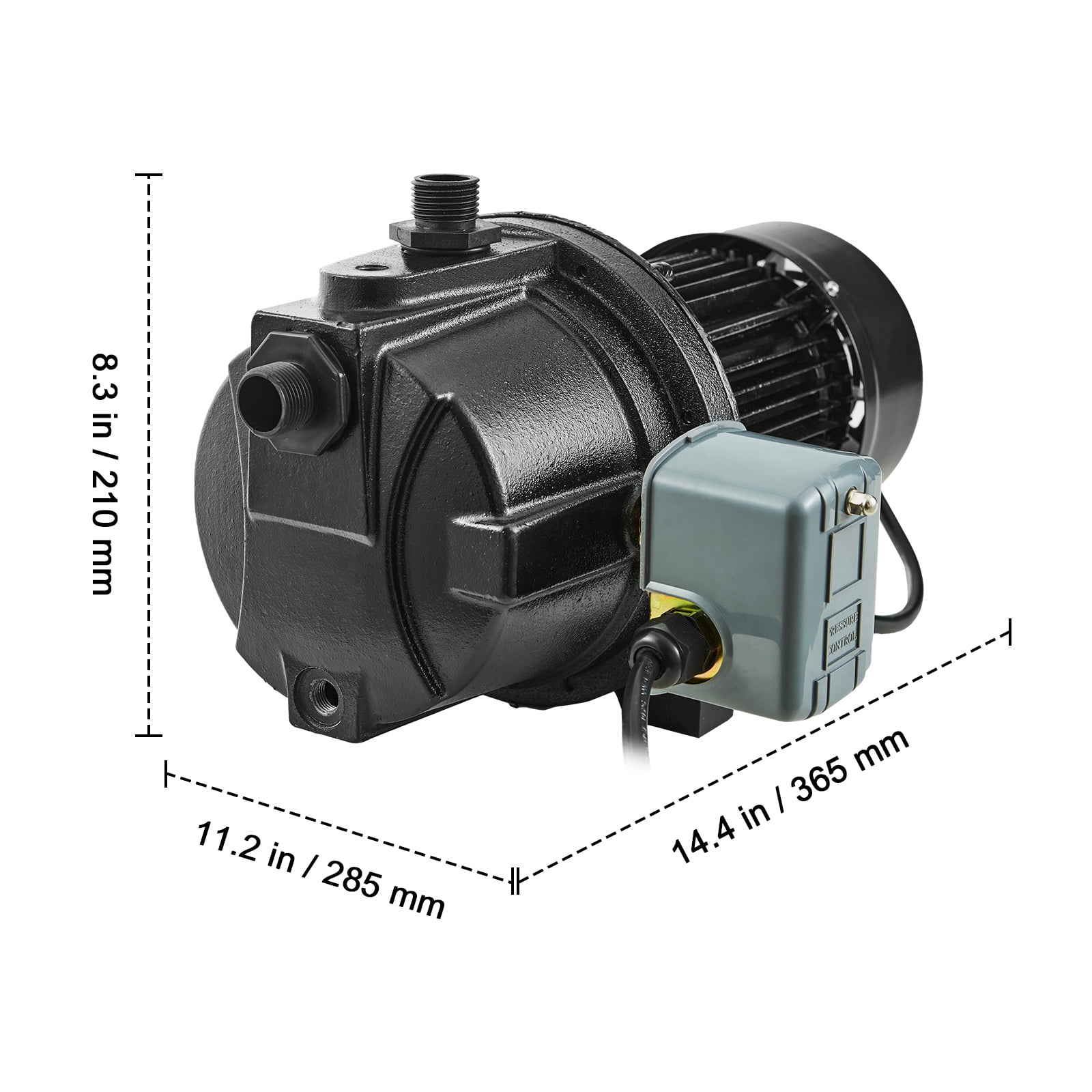 VEVOR 1HP Premium Cast Iron Shallow Well Jet Water Pump, 115 Volt, 17.6 GPM 164 FT Maximum Head Irrigation Water Pump, for Agricultural Garden Irrigation System