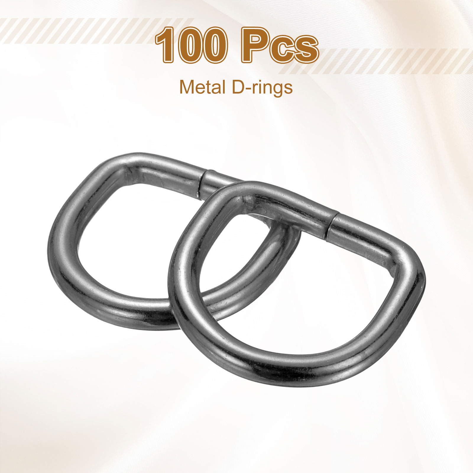 Uxcell 100pcs D Ring 5/8" (16mm) Metal Electroplate D-Shape Buckle Clips, Gunmetal