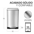 thumbnail image 4 of Bote de Basura de Acero Inoxidable 55 Litros con Pedal y Cierre Suave Ninon INOX-55L, 4 of 7