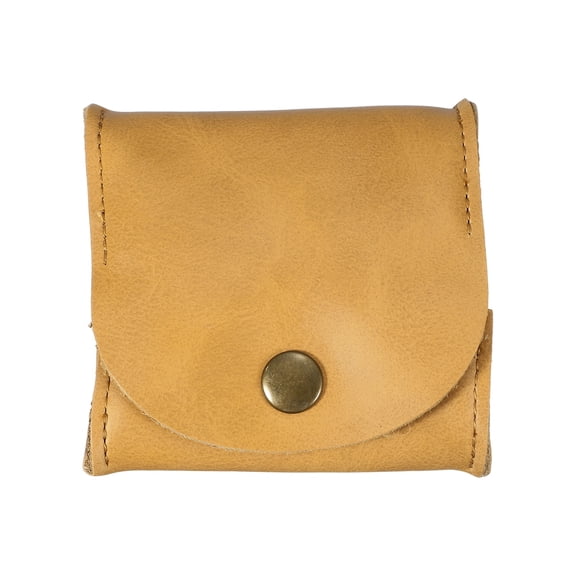 Uxcell Rustic Leather Coin Purse, Small Leather Pouch Unisex Small Pocket Pouch with Snap Closure Change Holder for Coins Jewelry Earphones Storage, Yellow