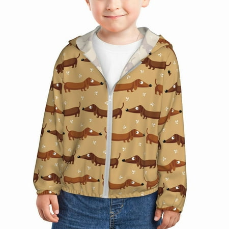 

Vsdgher Dachshund Dog Puppy Kids Sun Protection Hoodie with Zip Rash Guard Tops Children s Long Sleeve Sun Protection Clothing - 18 Months