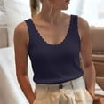 thumbnail image 7 of AnuYalue Lace Tank Tops for Women V Neck Wide Strap Soft Ribbed Camisole Fashion Sleeveless Round Neck Top, 7 of 7