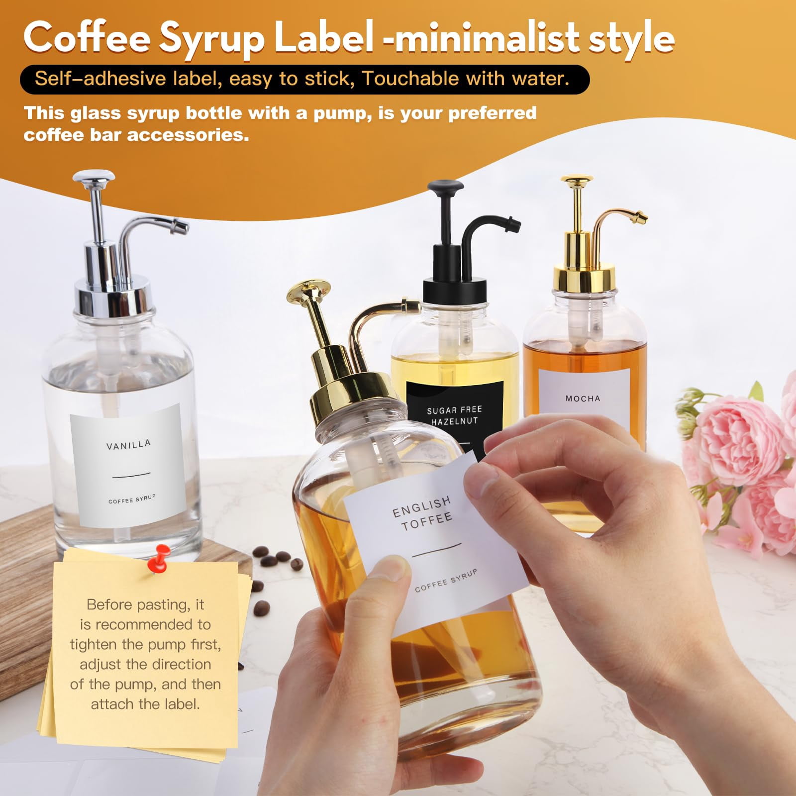 Coffee Syrup Dispenser-4pack 16.9 Oz 500ml Bar Accessories Pump Dispenser For Contains Cleaning Tools  Funnel