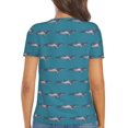 thumbnail image 3 of Honeii Cartoon Whale Print Women's V-Neck T-Shirt,Short Sleeve V Neck Tees Tops for Women , Perfect for Work, Travel, and Everyday Wear, 3 of 7