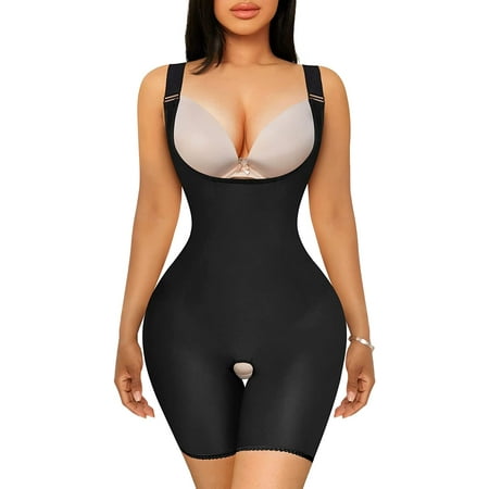 

Molutan Women Shapewear Bodysuit for Tummy Control Fajas Full Body shaper Thigh Slimmer High Waist Trainer Butt Lifter Shorts(Black L)