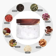 8 Pcs Spice Containers 8.5oz Glass Spice Jars With Acacia Lid and Labels - Stackable Empty Round Spice Canister for Kitchen