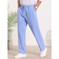 thumbnail image 2 of DARING DIVA Men's Beach Pants Drawstring Waist Breathable Summer Linen Pants 28 Light Blue, 2 of 6