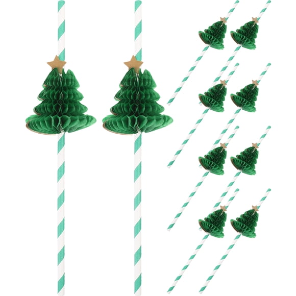 KAKOWELY 10 pajitas de papel con forma de panal para árbol de Navidad, suministros para fiestas navideñas.