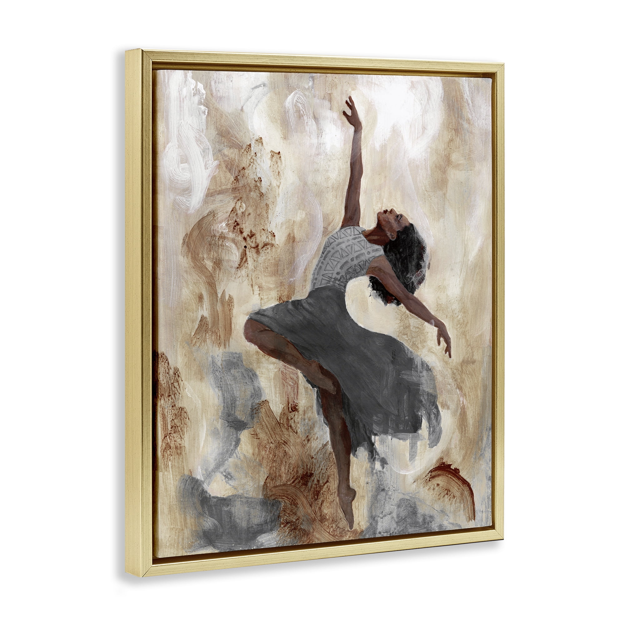 Stupell Industries Rustic Dancing Woman Novelty Painting Gold Floater Framed Art Print Wall Art, 25 x 31