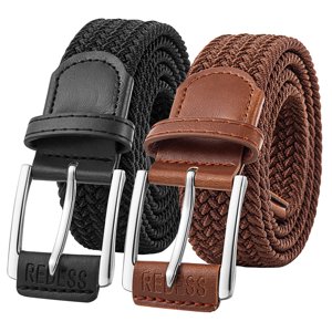 REDESS Men's Braided Web Elastic Belt, 2-Pack
