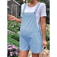 thumbnail image 3 of Women'S Summer Casual Bib Short Overalls Loose Linen Jumpsuit Beach Outfits Travel Vacation Clothes Light Blue L, 3 of 6